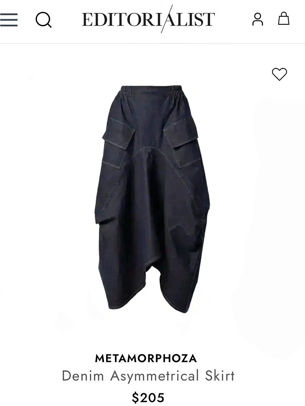 Metamorphoza Denim Asymmetrical Skirt in Dark Navy Size 8